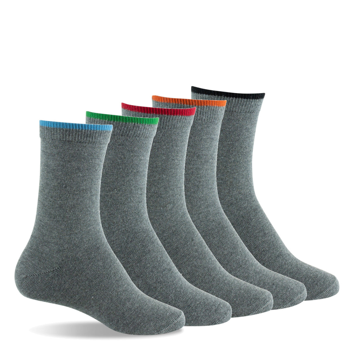 Lot de 5 paires de chaussettes unies bord côte de couleur en coton