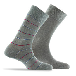 Lot de 2 paires de mi chaussettes fil d'écosse fabrication française coloris gris