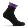 Socquettes double bord côte noir bord violet