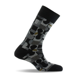 Mi-chaussettes homme motifs géométrique made in France coloris noir