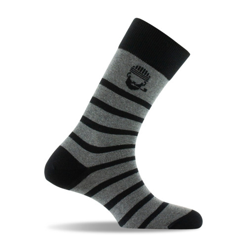 Mi-chaussettes marin sur rayures Made in France coloris noir