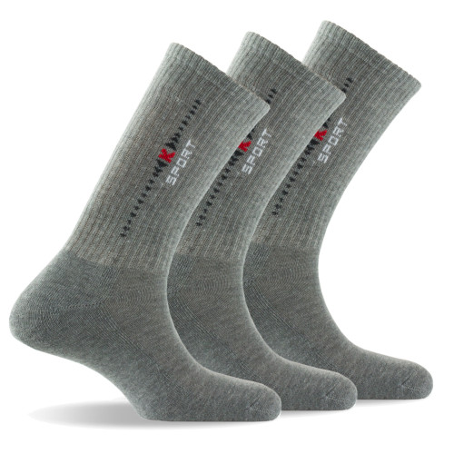 Lot de 3 paires de mi-chaussettes homme sport coloris gris