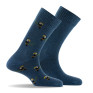 Lot de 2 paires de mi-chaussettes fantaisies motif All over toucan et uni bleu.