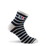 Socquettes jersey coeur bleu blanc rouge sur rayures en coton