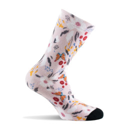 Mi-chaussettes imprimées Fleurs et papillons viscose de bambou