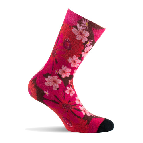 Mi-chaussettes imprimées Fleurs colorées viscose de bambou