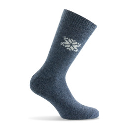 Mi-chaussettes femme en laine bracelet jacquard coloris jean.